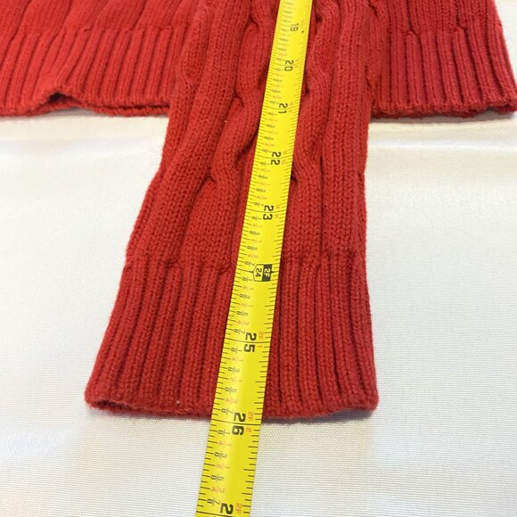 Chaps Red Cable Knit Sweater Large Long Sleeve V-Neck Womens Pullover 100% Cotto - Picture 8 of 8